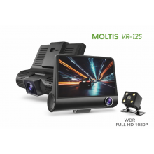 Видеорегистратор Moltis VR-125, 3 камеры, HD 720p, салонная и задняя камера