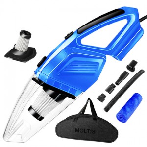 Пылесос автомобильный проводной Moltis K8 120Вт для сухой и влажной уборки, синий.