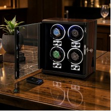 Шкатулка для подзавода часов на 4 слота с LED 10201 Шкатулка для подзавода часов на 4 слота с LED 10201