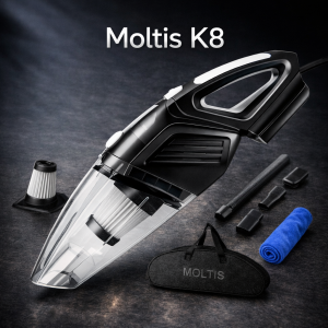 Пылесос автомобильный проводной Moltis K8 120Вт для сухой и влажной уборки, черный 10014