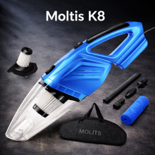 Пылесос автомобильный проводной Moltis K8 120Вт для сухой и влажной уборки, синий. 10015